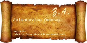 Zelmanovics Ambrus névjegykártya